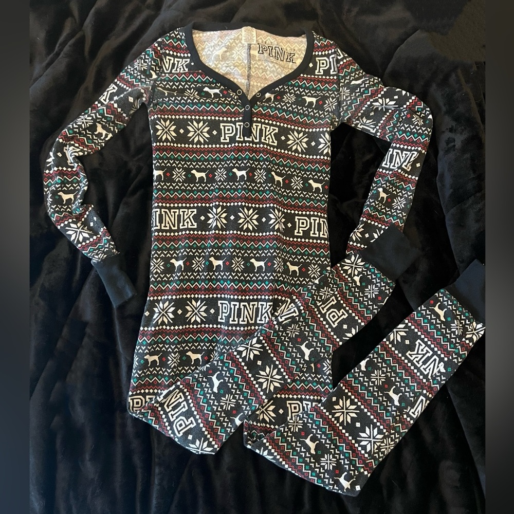 Victorias Secret Pink onesie Christmas pjs